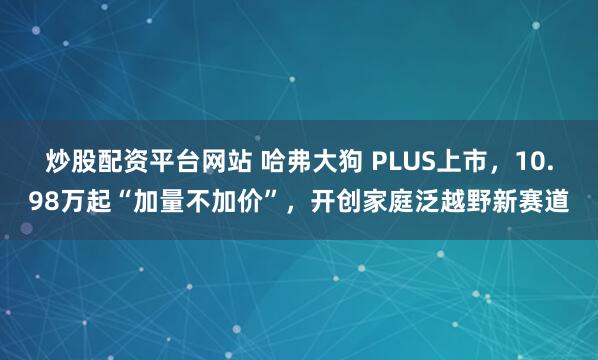 炒股配资平台网站 哈弗大狗 PLUS上市，10.98万起“加量不加价”，开创家庭泛越野新赛道